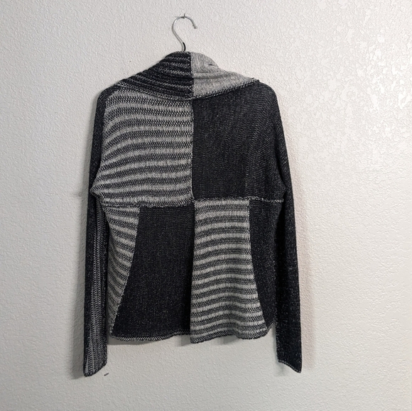 CAbi Women's Wool Blend Cardigan Sweater Open Collared Gray Black Long Sleeve S - Picture 2 of 8